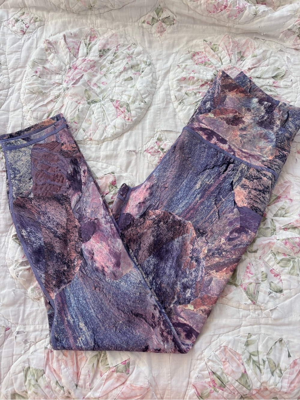 Fabletics Purple Pink Marbled High-Rise Leggings